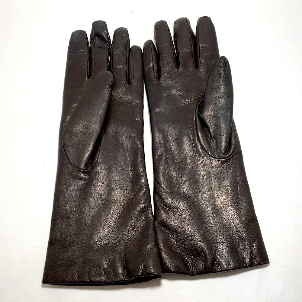 Neiman Marcus Dark Brown Genuine Leather Gloves